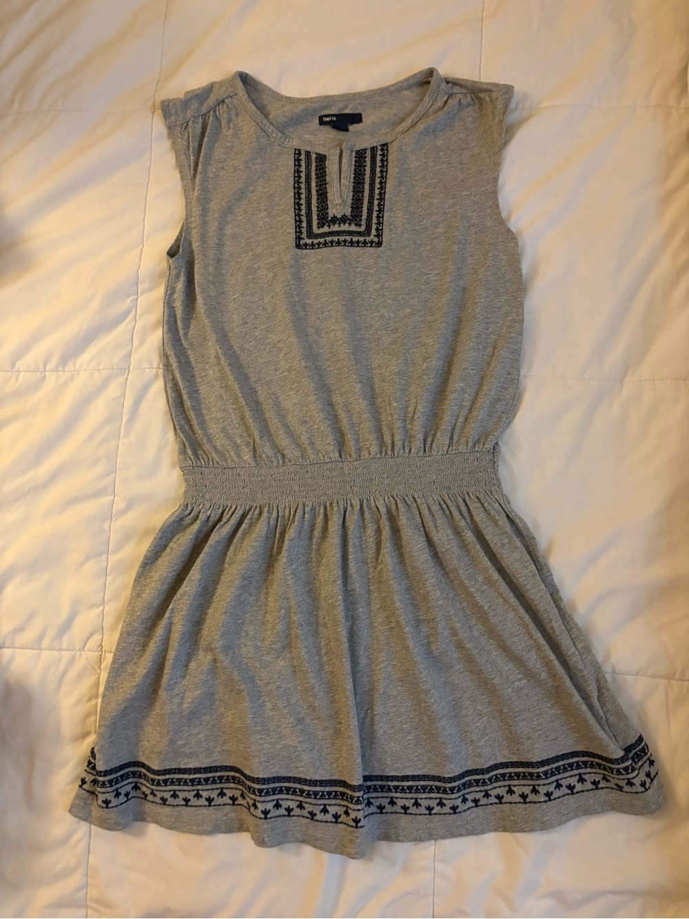 GAP Gray Knit Cardigan with Navy Embroidery